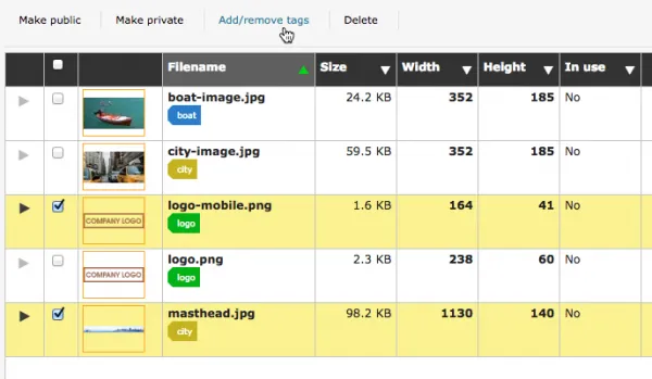 Delete multiple tags