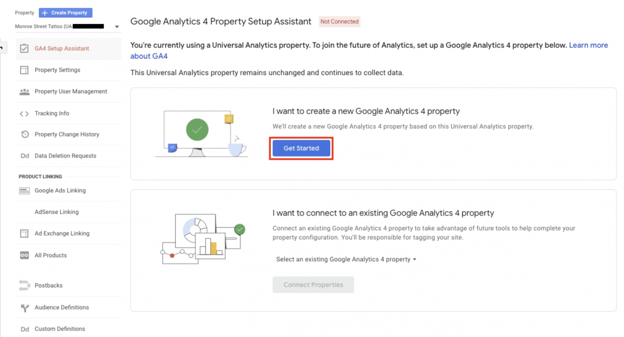 Google Analytics 4 step 1