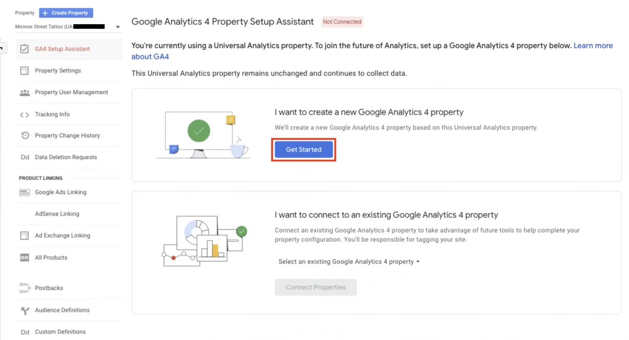 Google Analytics 4 step 1