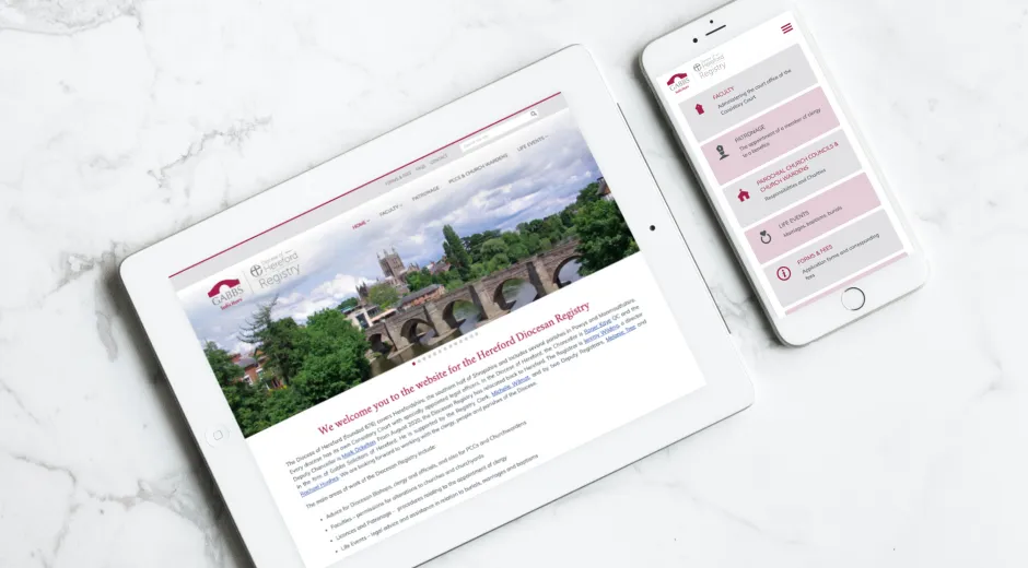 Hereford Diocesan Registry website on different devices