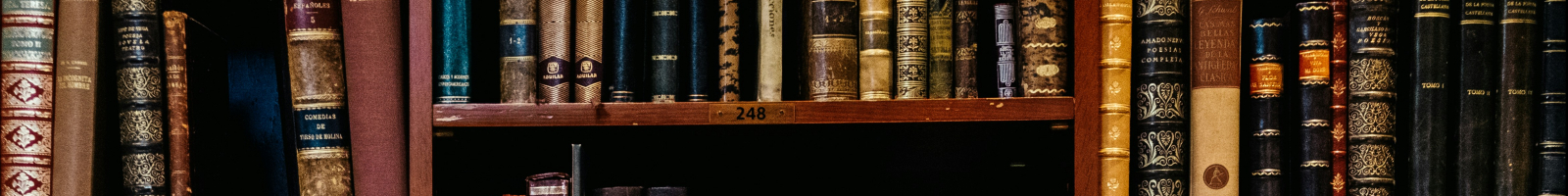 Old books on bookshelves