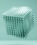 A cube that is floating in the air